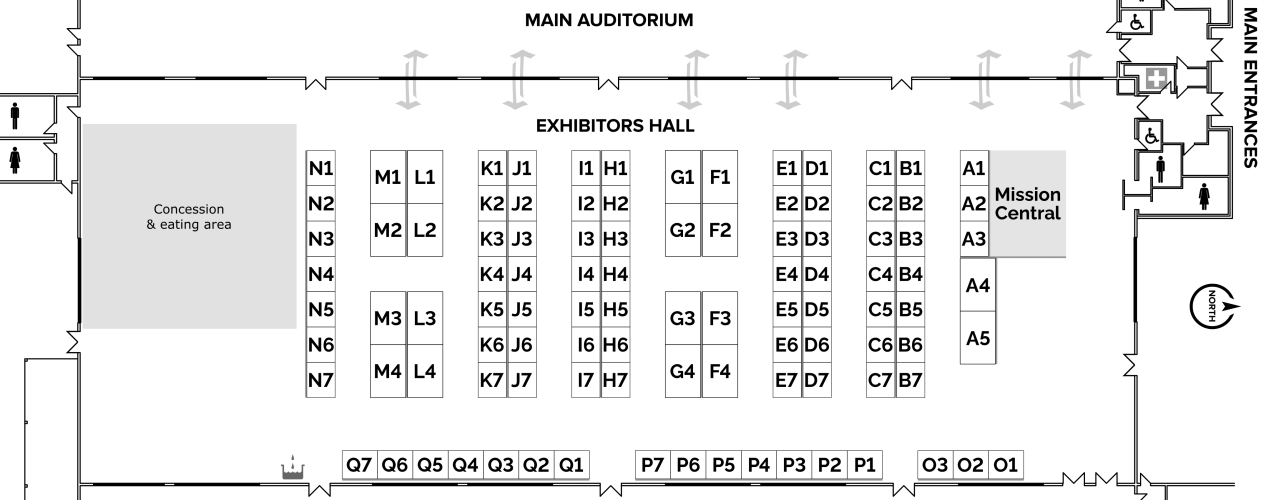 Map of the Exhibitors Hall (subject to change, click for full size)